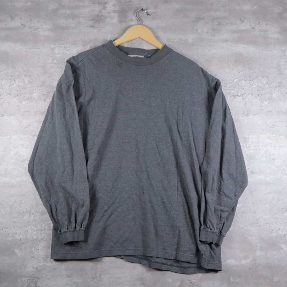 Vintage INC International Concepts Long Sleeve Shirt Baggy Charcoal Grey Mens L